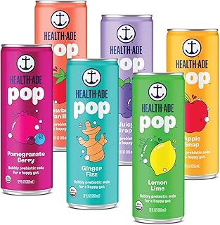 Health-Ade Pop Soda, Prebiotic Soda, Supports Gut Health, Fiber Rich, Seltzer Water with Real Fruit Juice, No Artificial S...