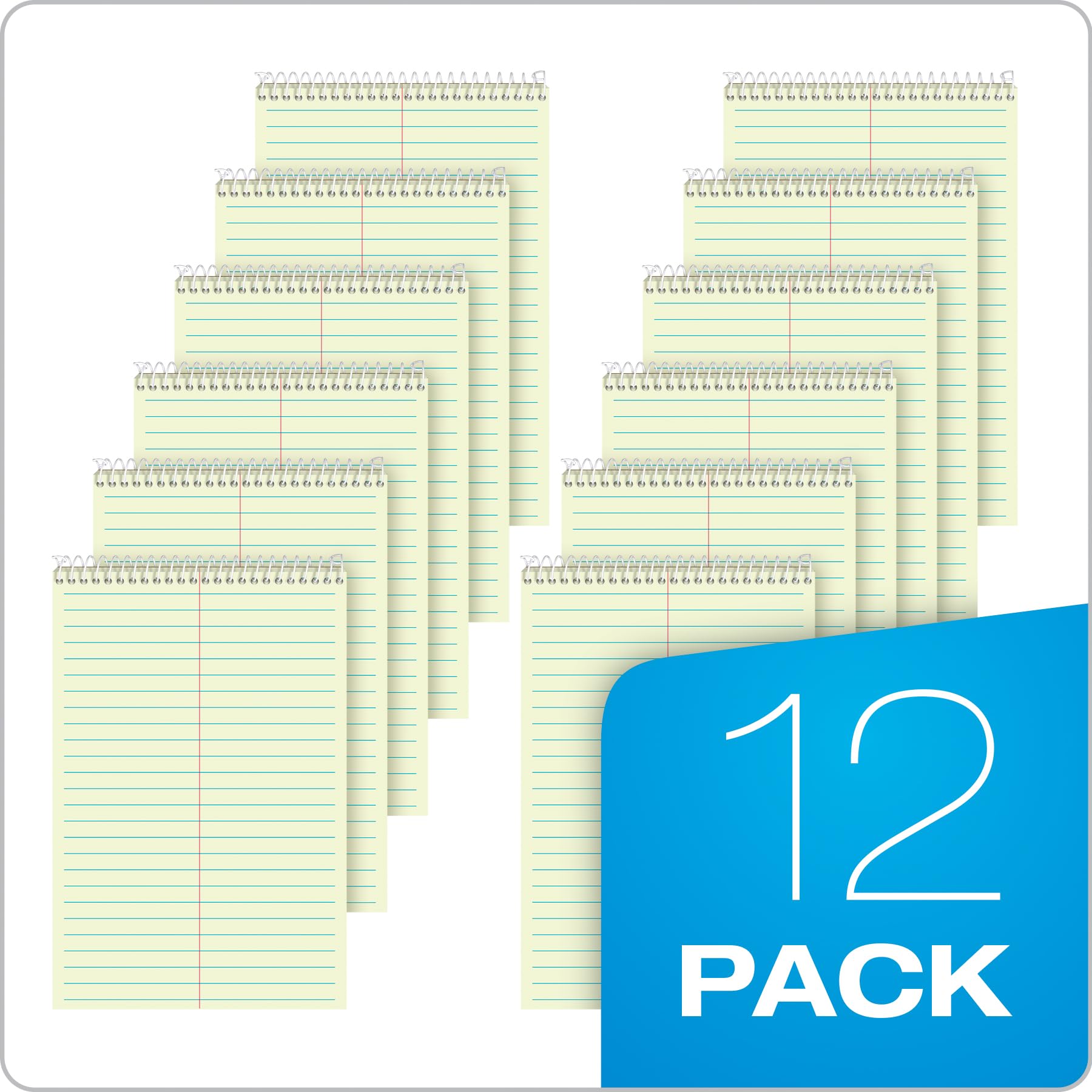 tops Spiral Steno Books, 15,2 x 22,9 cm, Gregg Rule 60 Sheets (Pack of 12) Green