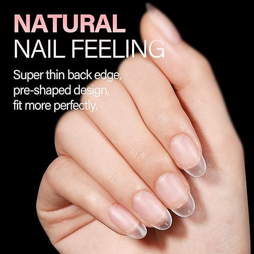 Vista 32 de AILLSA Puntas de uñas extra cortas, 450 puntas de uñas de gel acrílico de cobertura completa, puntas de uñas postizas de doble cara mate preformadas