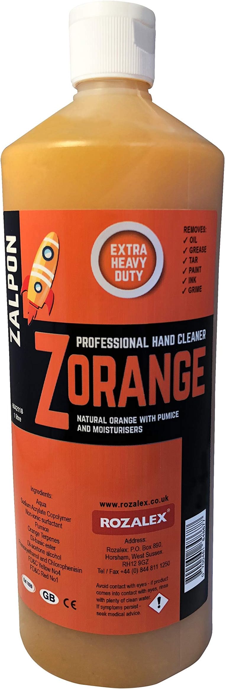 Rozalex Zalpon Zorange Hd Hand Cleaner,1 litre,orange