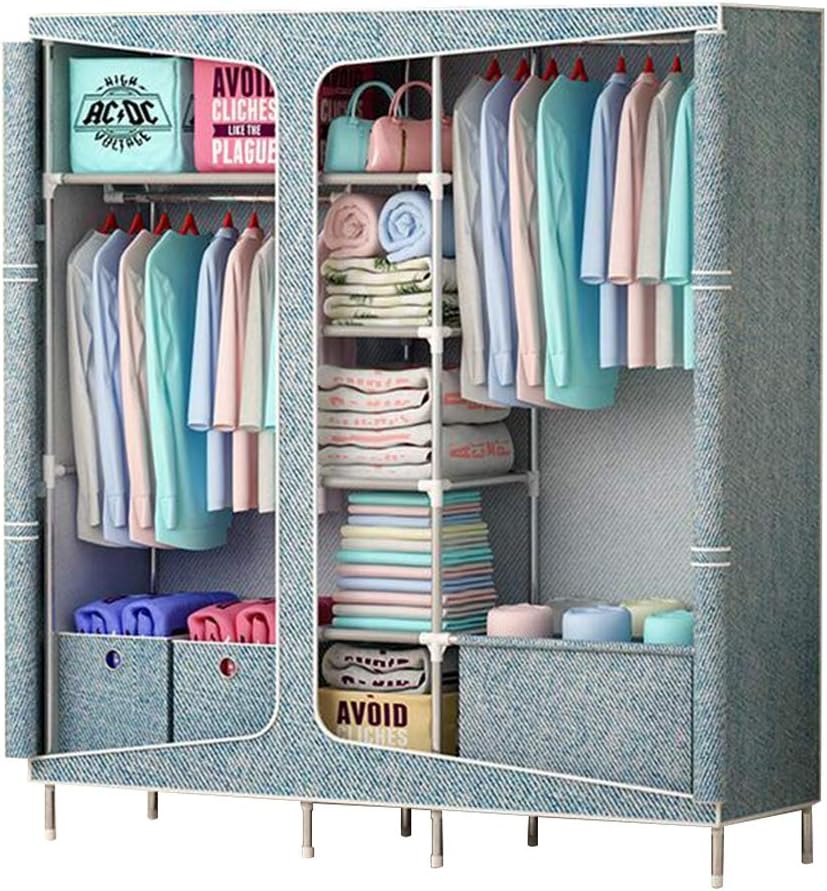 Cloth Wardrobe Clothes Closet, Portable Closet Wardrobe Storage Closet Standing Closet Fabric Cabinet Portable Wardrobe,B_160X45X168CM