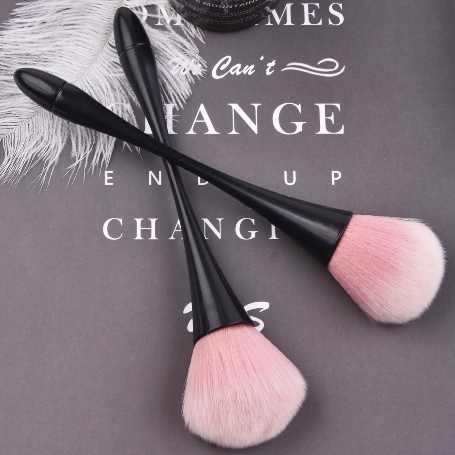 2Pcs Nail Dust Brush Set, Nail Art Dust Powder Remover for Cleaning Dust Dip Powder Nail Clean Up Brushes Acrylic Nail Tools Black