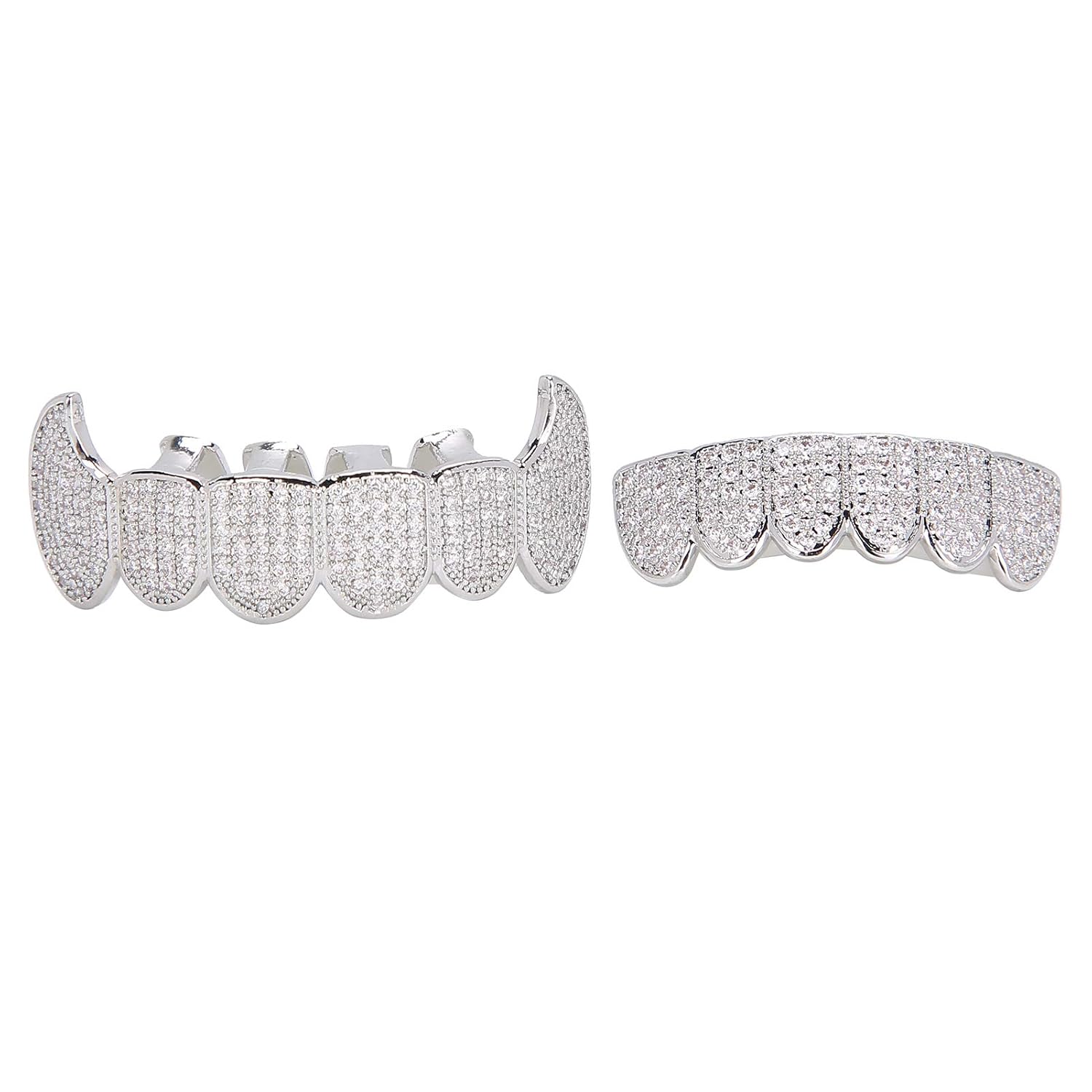 Teeth Set, Safe To Use Reusable and Not Easy To Fade Teeth Kit for Hip Hop Fashion Shows for Halloween Parties for Tweezers and Fixing Wax(Silver) : Beauty & Personal Care