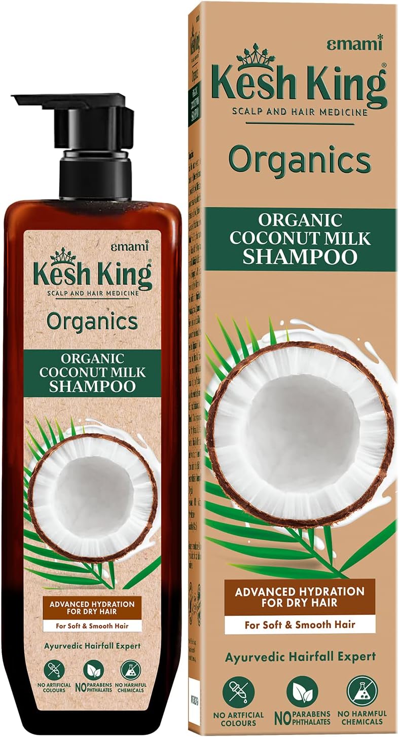 Kesh King Organics - Organic Coconut Milk Shampoo | 300ml | Intense Hydration For Dry Hair & Scalp | No Artificial Colours, Parabens, Phthalates Or Harmful Chemicals