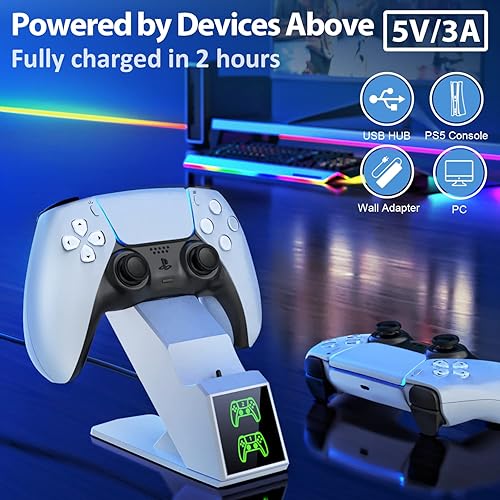 Miniatura 3 de Estación de carga de controlador PS5 estación de carga remota dual PS5 con adaptador de CA de carga rápida 5 V3 A para Playstation 5 soporte de