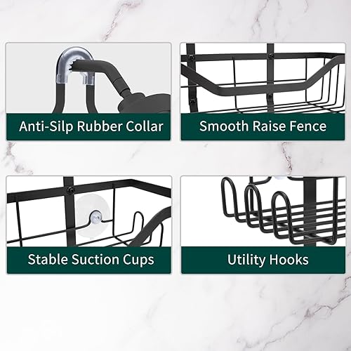 Miniatura 5 de Organizador de ducha sobre el cabezal de ducha, organizador de ducha colgante, organizador de cabezal de ducha, con cesta de jabón y 12 ganchos para
