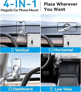 Phone Mount Holde for Tesla, Foldable Dashboard/Magnetic Car Mount for Tesla, Super Stable Car Mount for Tesla Model Y/3/S/X Accessories 2025, Alloy Foldable Car Holder for iPhone Samsung