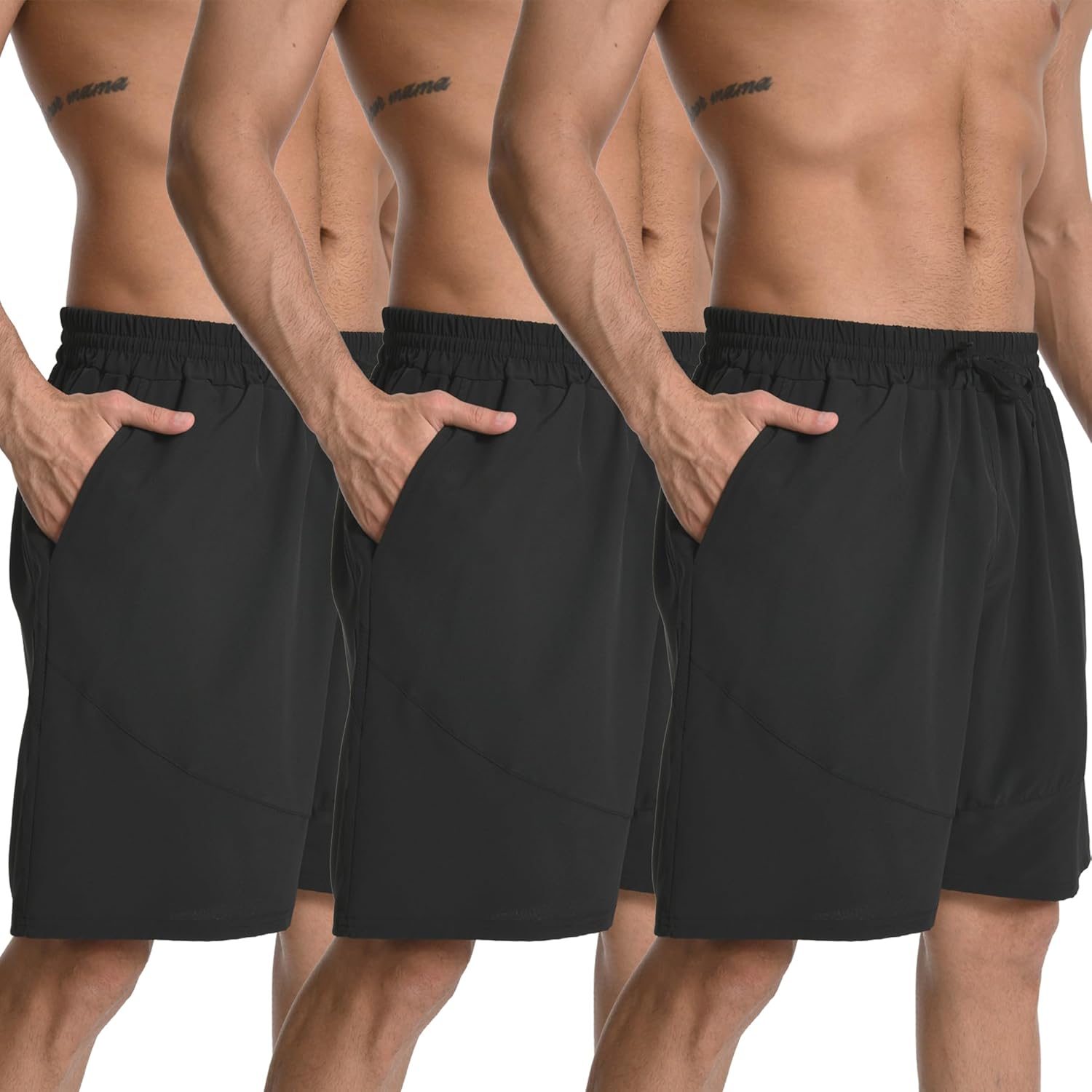 Men's Athletic Shorts Quick Dry Running Shorts with Zippered Pockets Performance Gym Lightweight Shorts