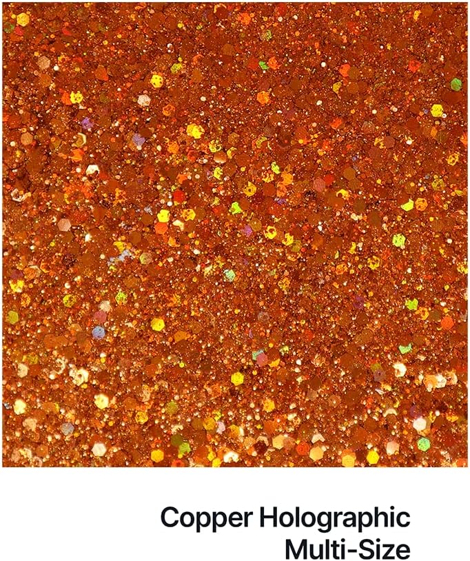 Hemway Craft Glitter Copper Holographic 100g Multi Size Glitter for Crafts Resin, Cosmetic, Nail, Face, Body, Festival - Image 3