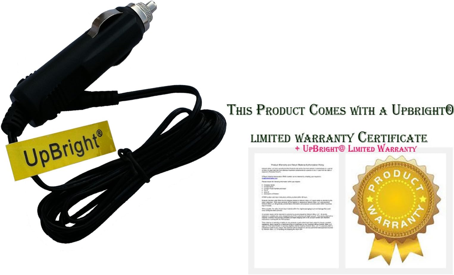 UpBright Car 12V DC Adapter Compatible with Eagletac Rechargeable Flashlights GX25L2 SX25L2 MX25L2 B4M ORB ORB-Ice ORB-Dark Bluetooth Levitating Maglev Speaker Auto Power Supply Cord Battery Charger