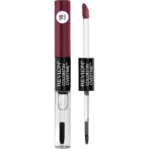 Revlon Liquid Lipstick with Clear Lip Gloss, ColorStay Face Makeup, Overtime Lipcolor, Dual Ended with Vitamin E in Plum / Berry, Relentless Raisin (270), 0.07 oz