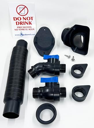 EarthMinded DIY Rain Barrel Parts Kit - 2x3 downspouts | Includes 2 shut off valves
