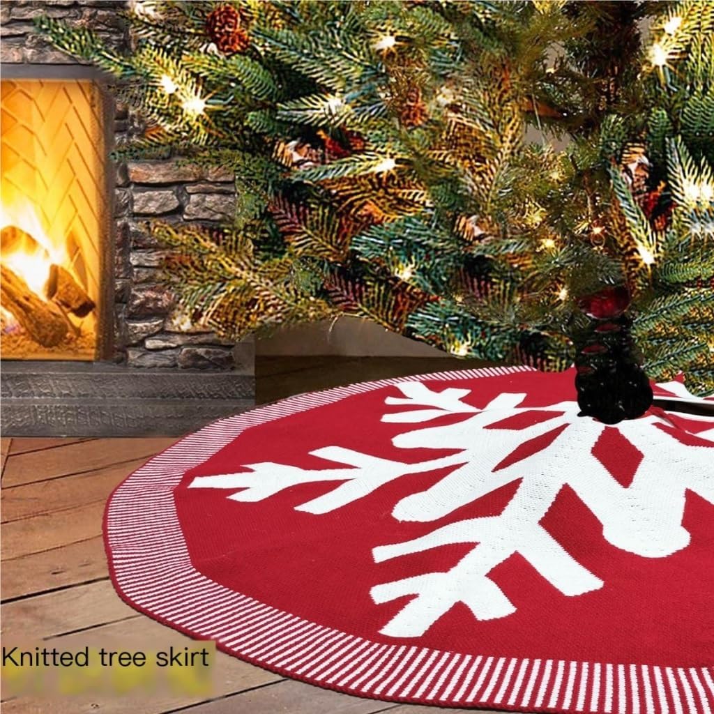 Tree Skirt Christmas Christmas Tree Skirt Christmas Knitted Wool Apron Acrylic Knitted Snowflake Christmas Tree Skirt Decoration Christmas Skirt Tree