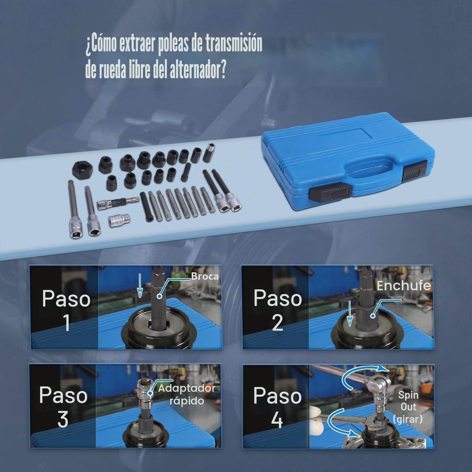 29PCS Alternador Polea Servicio Decoupler - Alternador Polea Herramienta Servicio Decoupler para quitar Alternador Rueda Libre Drive Poleas, Alternador Rueda libre Polea Set