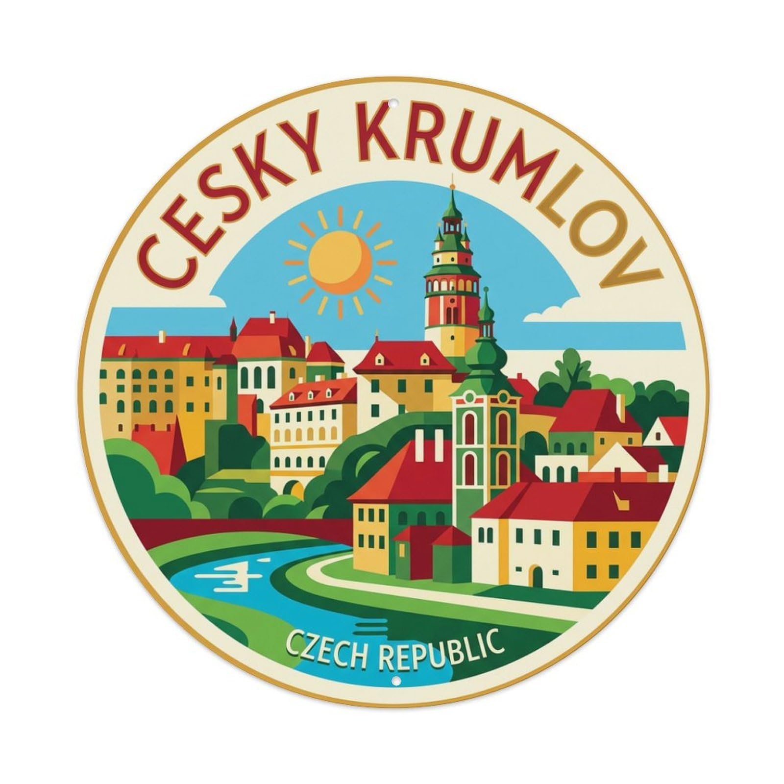 Metal Tin Sign Retro Travel Czech Cesky Krumlov