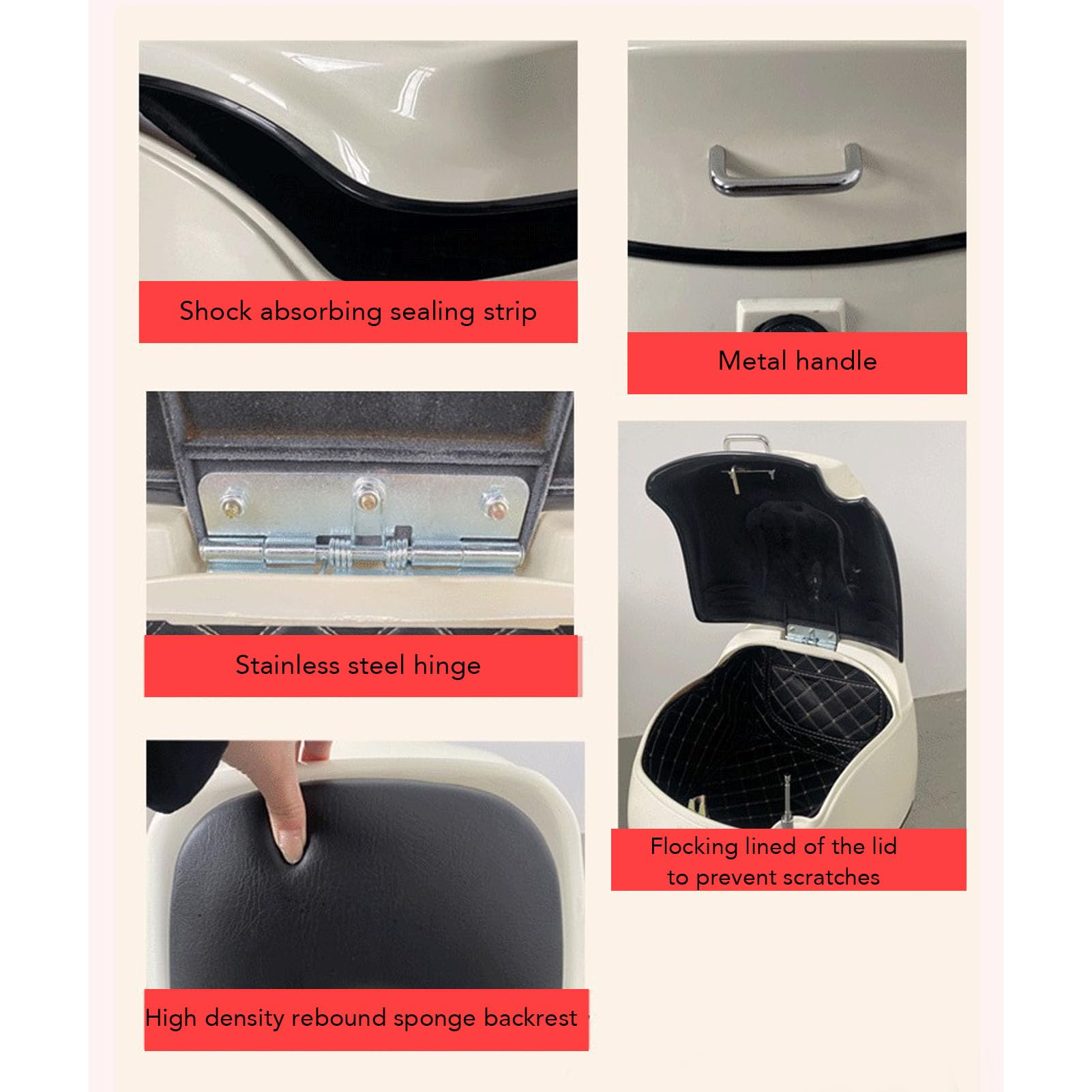 Motorrad-Topbox, Wasserdicht, 38 L, Universell Passend für Helm, Aufbewahrung, Motorrad-Heckbox für Fahrerausrüstung (Weiß)
