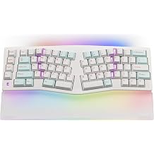 MMD Alice EIF68 Wireless Ergonomic Mechanical Keyboard, Tri-Mode Split Layout Aluminum Quick Release Keyboard with QMK/VIA, RGB Light Bars, Wrist Rest Included WhitePrincess 45gf Linear Switch