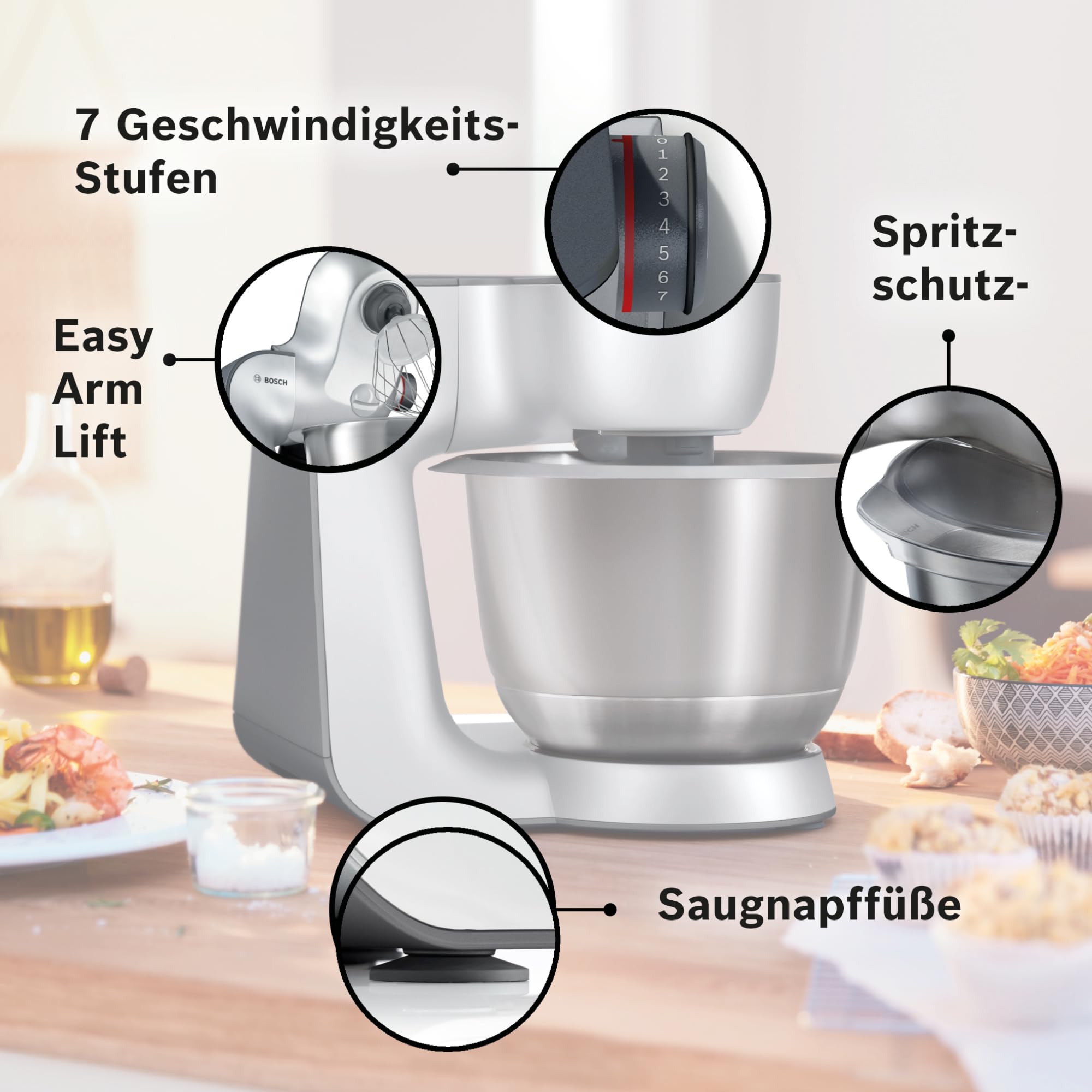 Amazon.de: Bosch Küchenmaschine MUM5 Styline MUM54251, Schüssel 3 