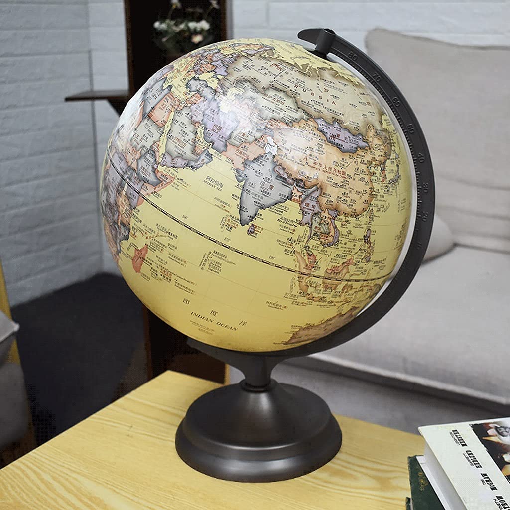 Geographischer Globus 12" pädagogischer Weltglobus mit Metallständer Desktop-geographische Globen 30 cm Durchmesser Weltkugeln Lampe für Kinder Erwachsene Weltkugelgeschenk (Farbe: Weltkugellampe A)