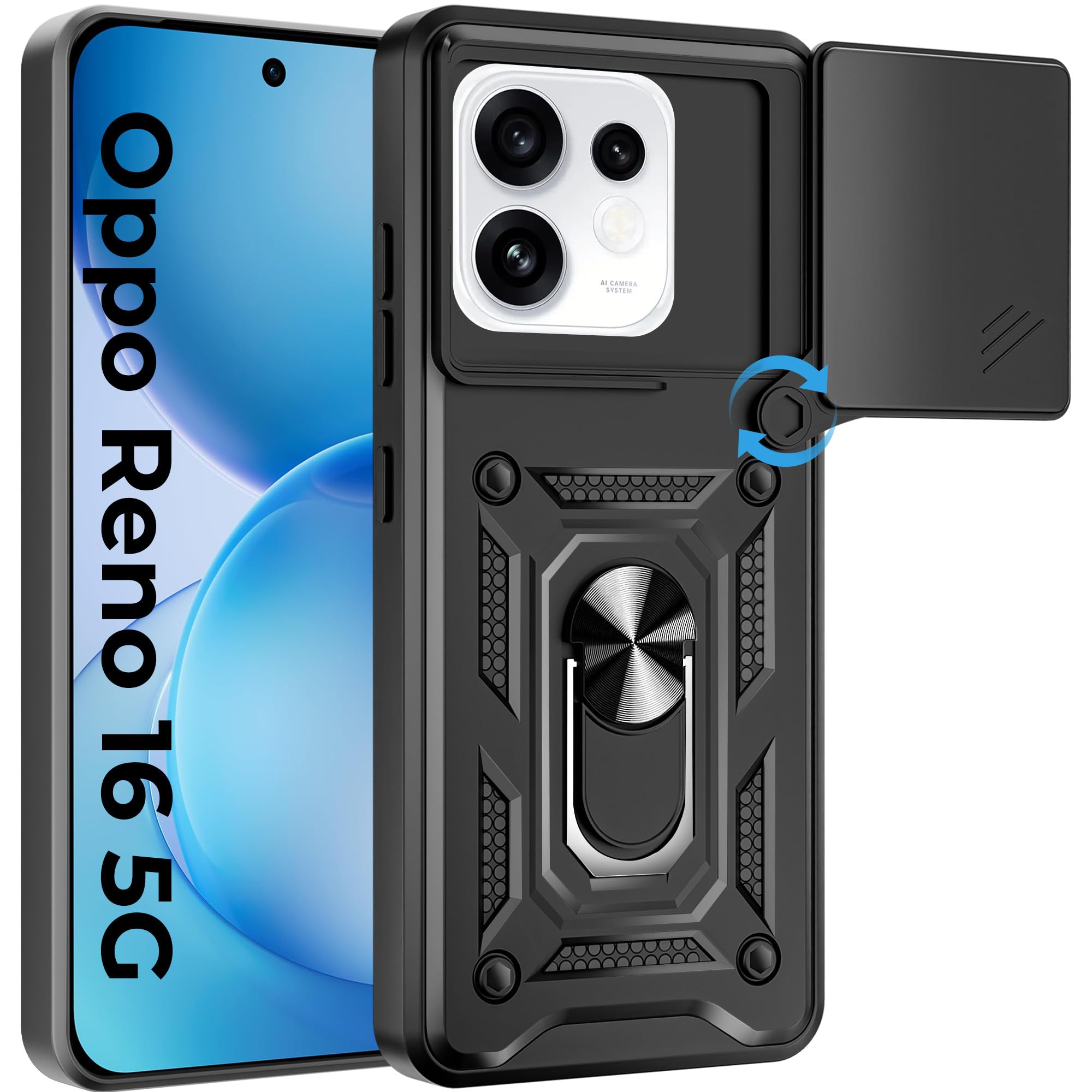 A rtistque Armor Bumper Back Cover Case for Samsung Galaxy S24 Ultra 5G | Ring Holder Stand | Sliding Camera Protection | Shockproof Rugged Design | Samsung S24 Ultra Back Cover - Black — Amazon image 17