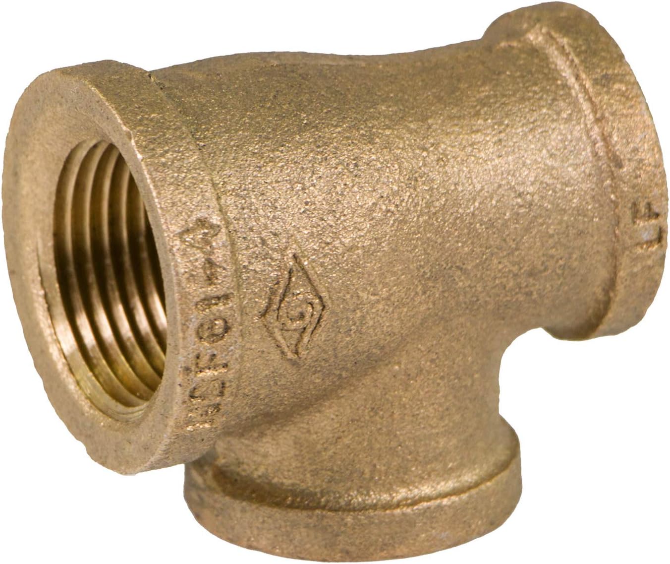 Everflow BRRT0343-NL 3/4 x 1/2 x 1/2-Inch Lead Free Brass Reducing Tee Three Size with Female Threaded Connections Ends, Brass Construction, Higher Corrosion Resistance Economical & Easy to Install