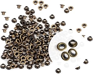 CRAFTMEMORE 1/8 Inch ID Grommets Eyelets 3MM Hole Self Backing Eyelet for Bead Cores, Clothes, Leather, Canvas 200pcs (Antique Brass)