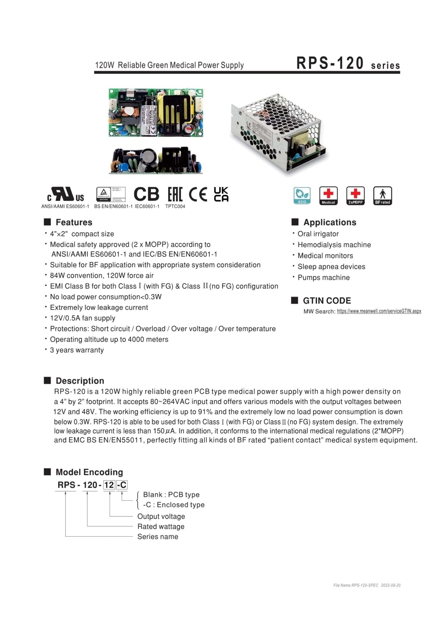 RPS-120-24-C RPS-120-24 24V 120 W Przełącznik zasilania 24V 120 W
