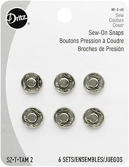 Dritz Sew-On Snaps - Nickel - Size 2-6 Ct.