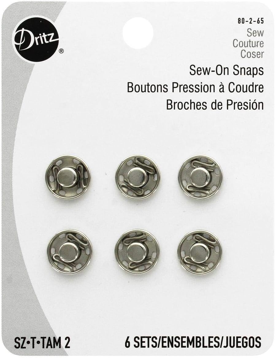 Dritz Sew-On Snaps - Nickel - Size 2-6 Ct.