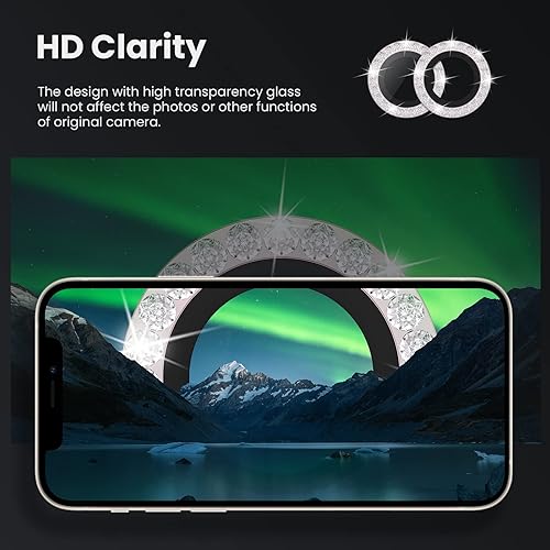 Miniatura 4 de Tensea Protector de lente de cámara para iPhone 13 miniiPhone 13, protector de pantalla de vidrio templado 9H, anillo individual de metal para