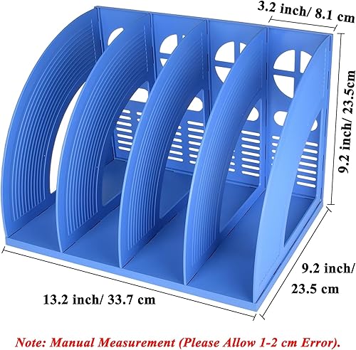 Miniatura 2 de SAYEEC Soporte resistente para revistas, de plástico, con 4 compartimentos, organizador de archivos vertical Documet A4, divisor de archivos,