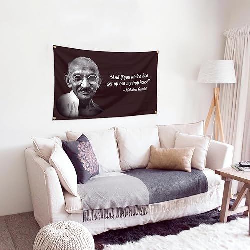 Miniatura 4 de Chief Gandhi - Bandera de 3 x 5 pies, divertido póster de pared de cueva de hombre duradero con ojales de latón. Esta hermosa bandera de