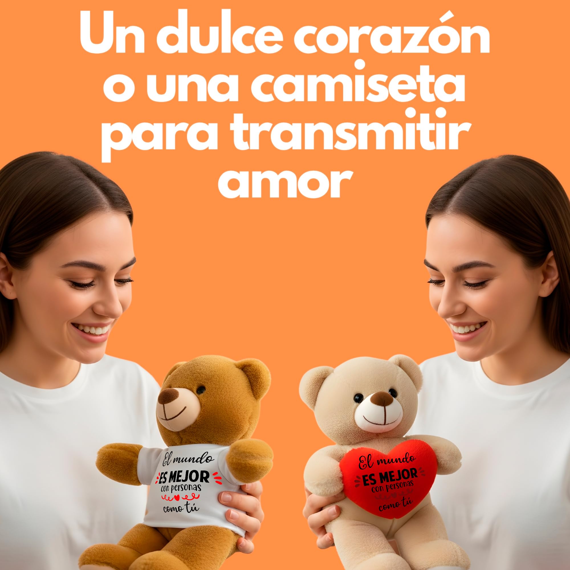 Peluchilandia Regalos Originales para Mujer y Amigas - Osito de Peluche con Mensaje Corazón en Caja Regalo - Detalle para Cumpleaños, Enamorados o Día de la Madre (MARRÓN) — view 10