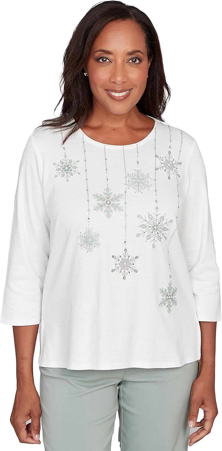 Snowflake Pearl Studded Shimmer Top