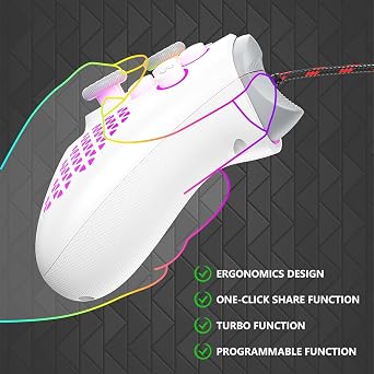 Nonbliep LED Lighting 10ft Wired for Xbox Controller, Compatible with Xbox Series X|S, Xbox One X|S, PC, Steam, Wired Gamepad with Turbo/Macro Function/Dual Vibration/3.5mm Audio Jack White 2 pack