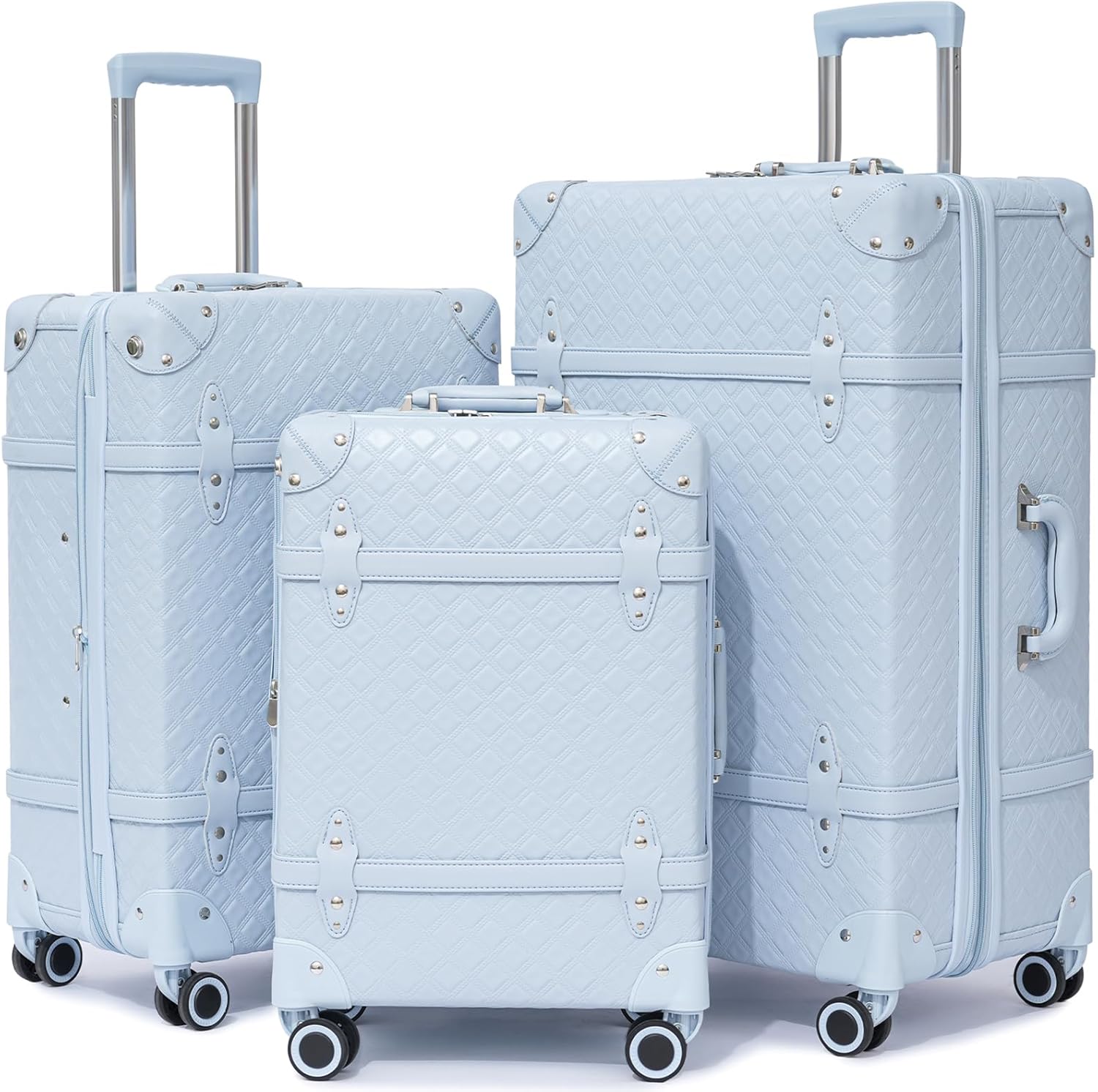 NZBZ Vintage Luggage set Carry on Cute Suitcase with Rolling