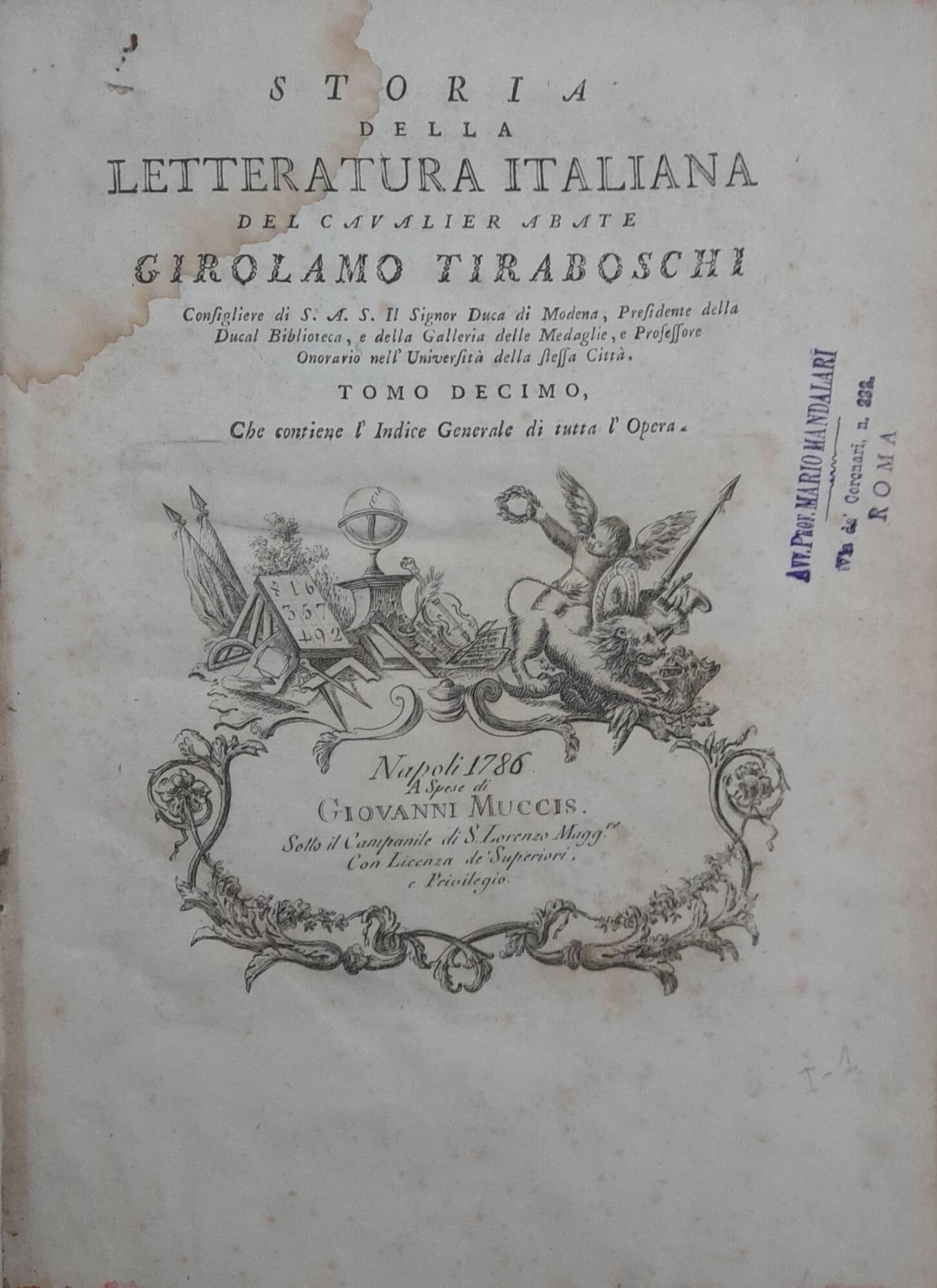 Storia della letteratura italiana (tomo X)