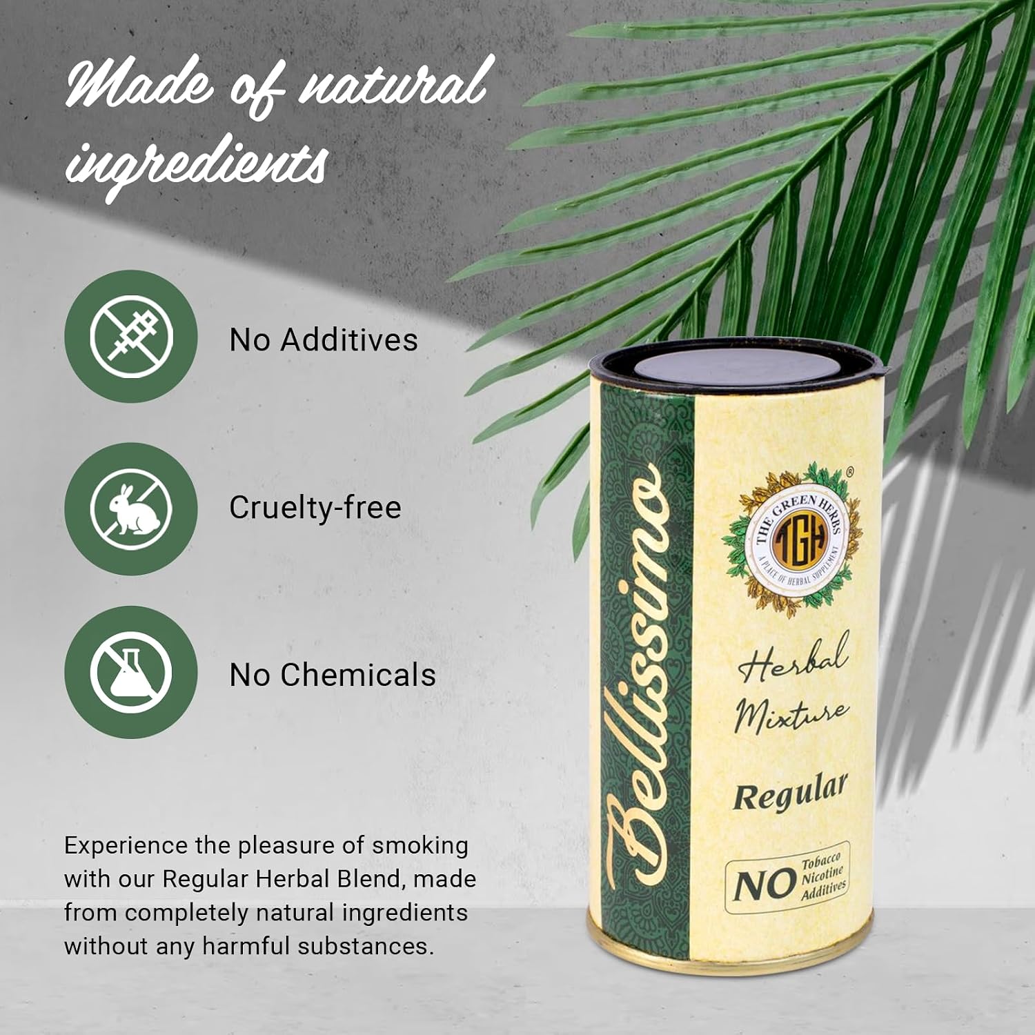 Bellissimo Herbal Smoke Mixture, Tobacco & Nicotine Free Smoking Blend, Tobacco Alternatives to Quit Smoking, Regular Flavour, Roll Your Own Smoke Herbal Filter Dhoompan, 3oz/90gm