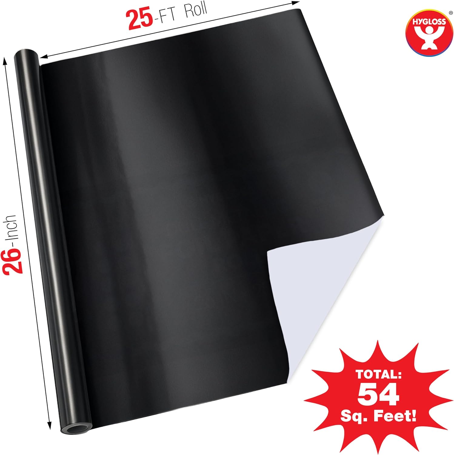 Hygloss Metallic Wrapping Paper Roll - 26" x 25 ft (54 Sq. Ft) Black - Shiny Metallic Foil Paper for Arts, Crafts, Holiday & Christmas Gift Wrapping