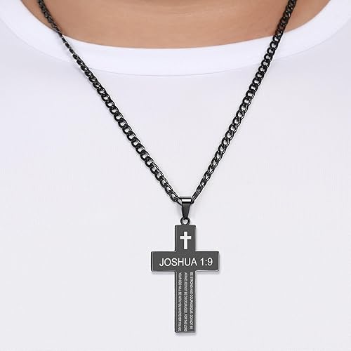 Miniatura 6 de SKQIR Collar de cruz para hombre con versículo de la Biblia, collar con colgante de cruz de oración de señores para niños con la fe de las