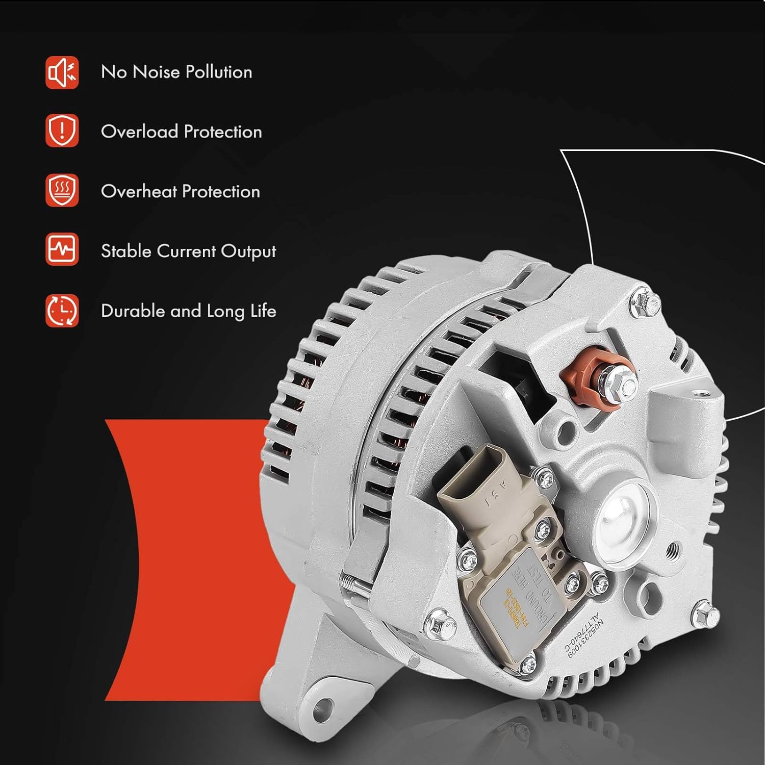 A-Premium Alternator Compatible with Ford E-150, E-250, E-150/E-350 Club Wagon, E-450 Super Duty, Crown Victoria, Thunderbird & Lincoln Town Car & Mercury Cougar, 12V 130A Without Pulley Clockwise