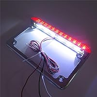 Vista 5 de HTTMT - Para motocicleta universal de 7 pulgadas x 4 pulgadas, soporte de placa de matrícula plana con barra LED de 6 pulgadas cromado