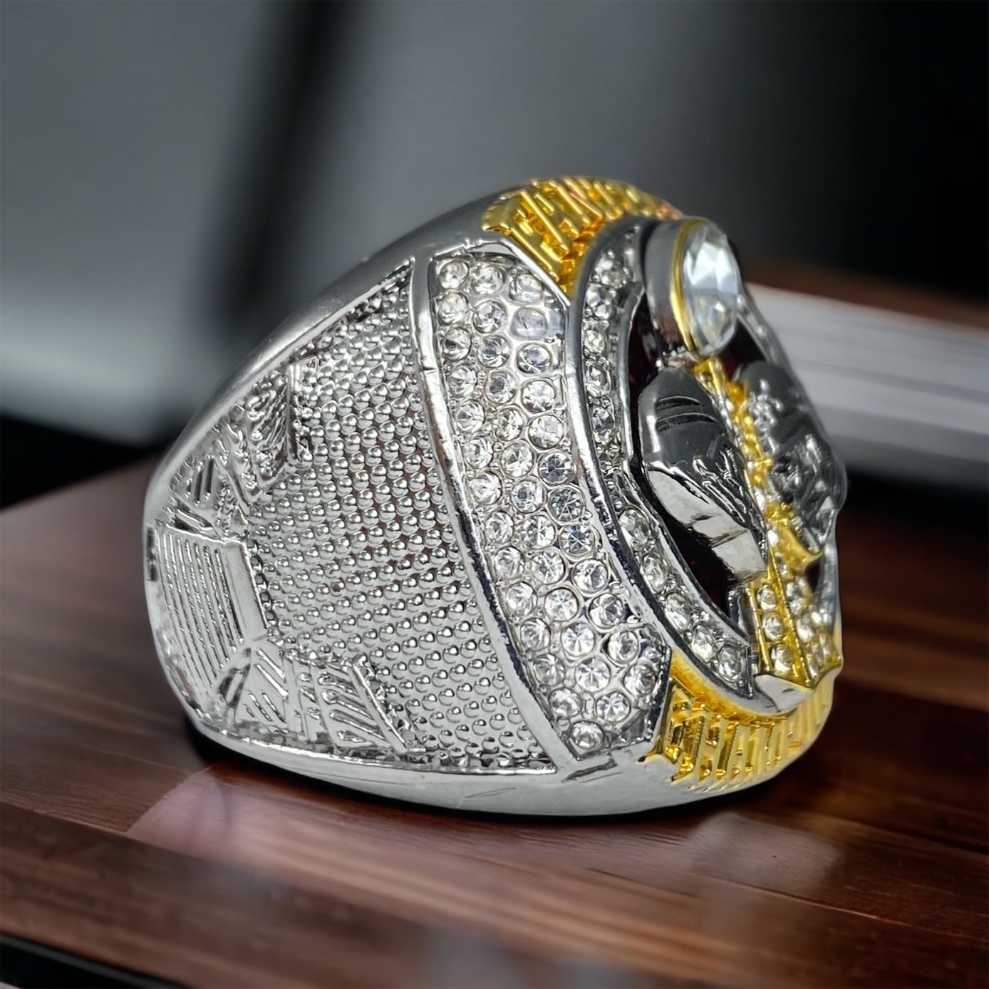 Legacy Rings 2023 Fantasy Football Championship Ring | Premium Silver and Gold Tone Award Trophy for FFL Champion | Stand included