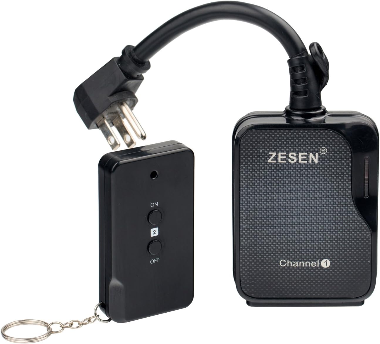 ZESEN Remote Control Outlet Timer Switch Waterproof for Household Appliances, 3-Prong Plug-in, FCC ETL Listed, Black
