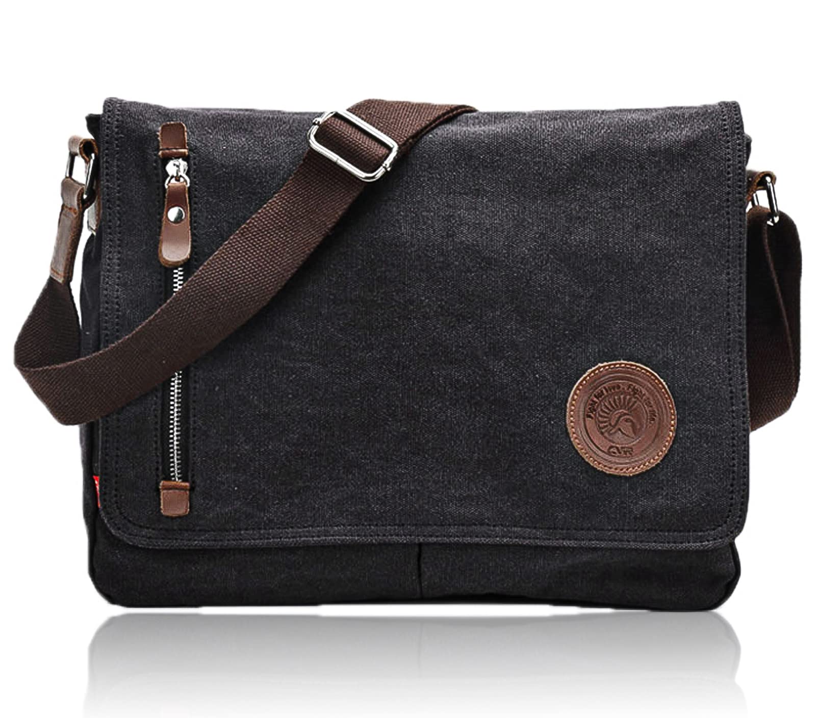 Vintage Canvas Messenger Bag for Men Women Small Work Satchel Bag Travel Crossbody Shoulder Bag Study Bags Bookbag