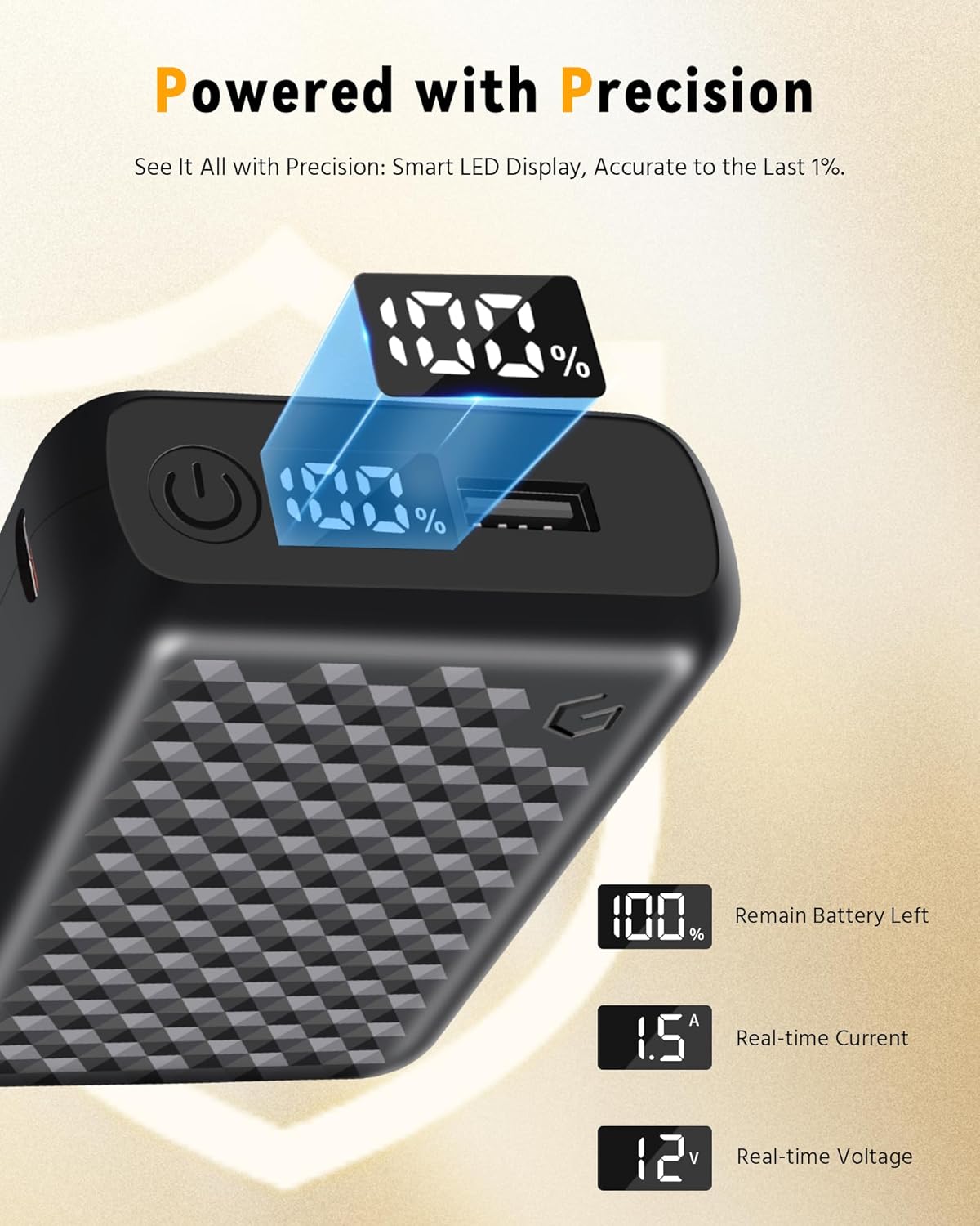 Wulcea DC Output 12V 18400mAh USB Output 5V2A Battery Pack Long Lasting Big Capacity for Heated Apparel Cloth Women Men Lady Jacket Coat Pants Camping Chair Power Bank Replacement USB Portable Charger - Image 5