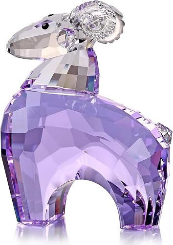 Miniatura 6 de Figura coleccionable del zodíaco de oveja de cristal, adorno de animal para decoración del hogar, regalos de cumpleaños (azul)