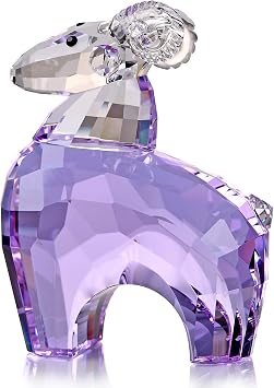 DOJOZ Crystal Sheep Zodiac Collectible Figurine Ornament Animal Home Decor Figurine Birthday Gifts Purple