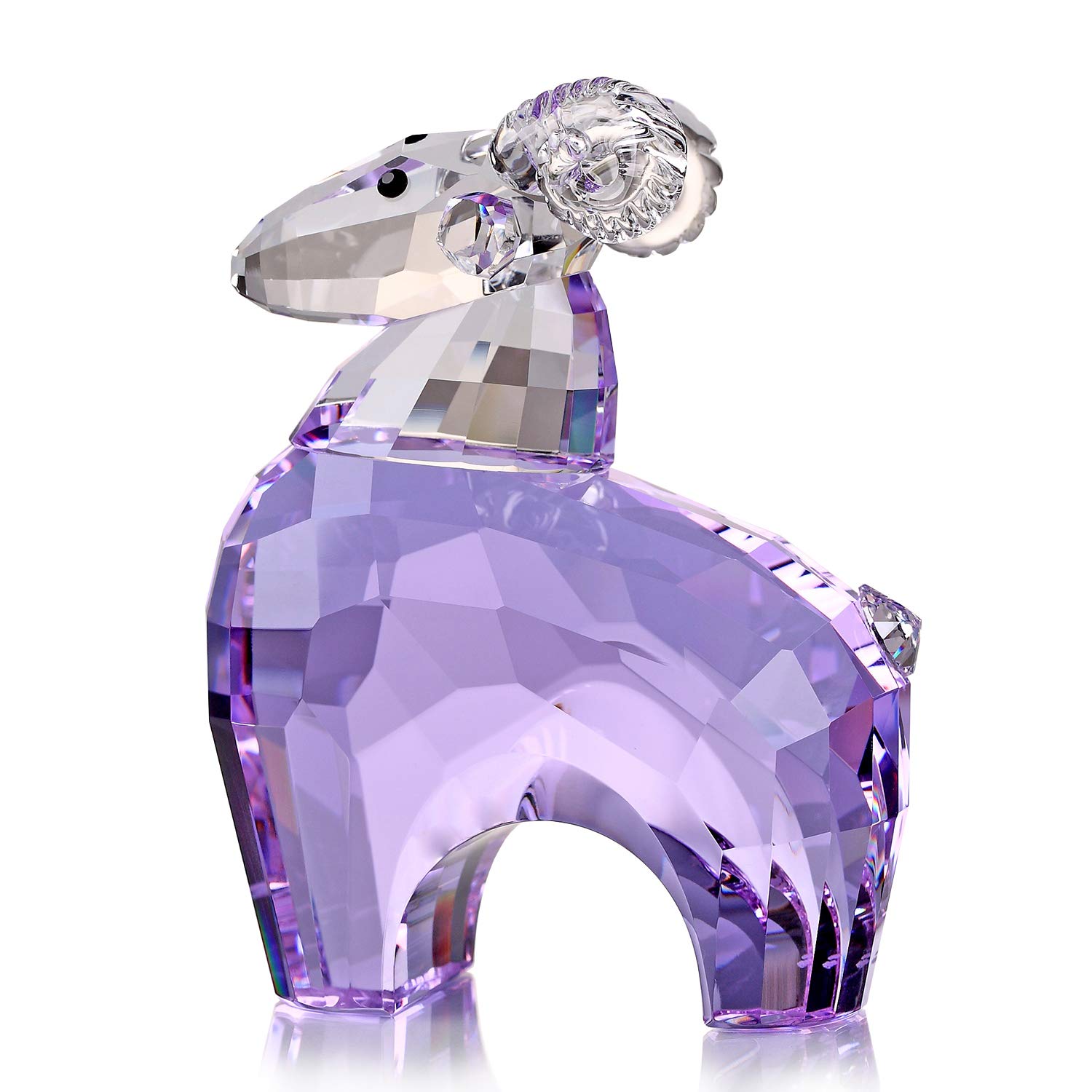 Figurine cristal zodiaque mouton violet décoration anniversaire