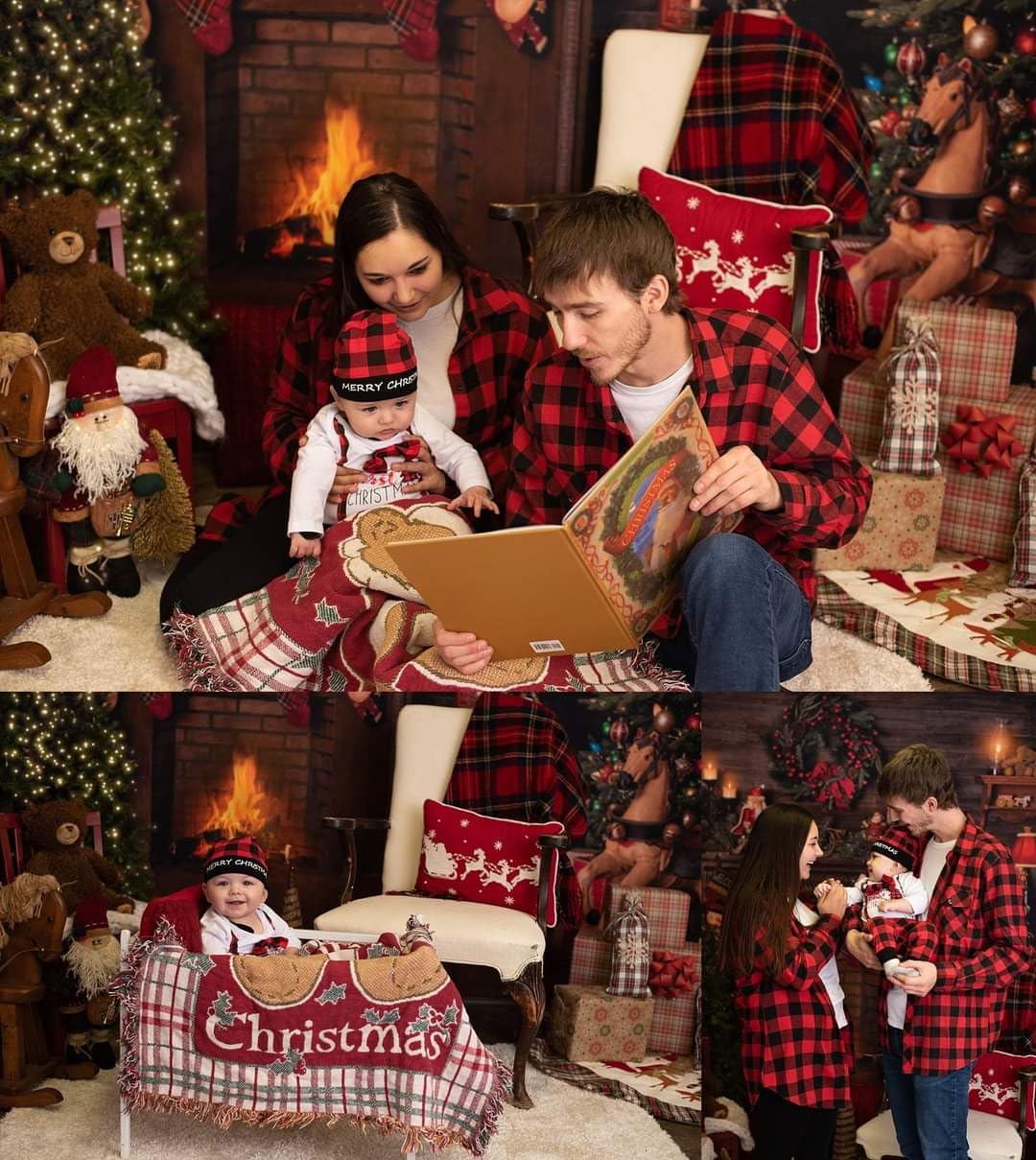 Infant Baby Boy Christmas Outfit My First Christmas Gentleman Romper Red Plaid Pants with Hat Clothes Sets - Image 3